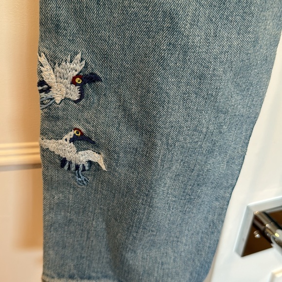 Topshop Moto Bird Embroidered Distressed Skinny Jeans Size 26 - Picture 9 of 14
